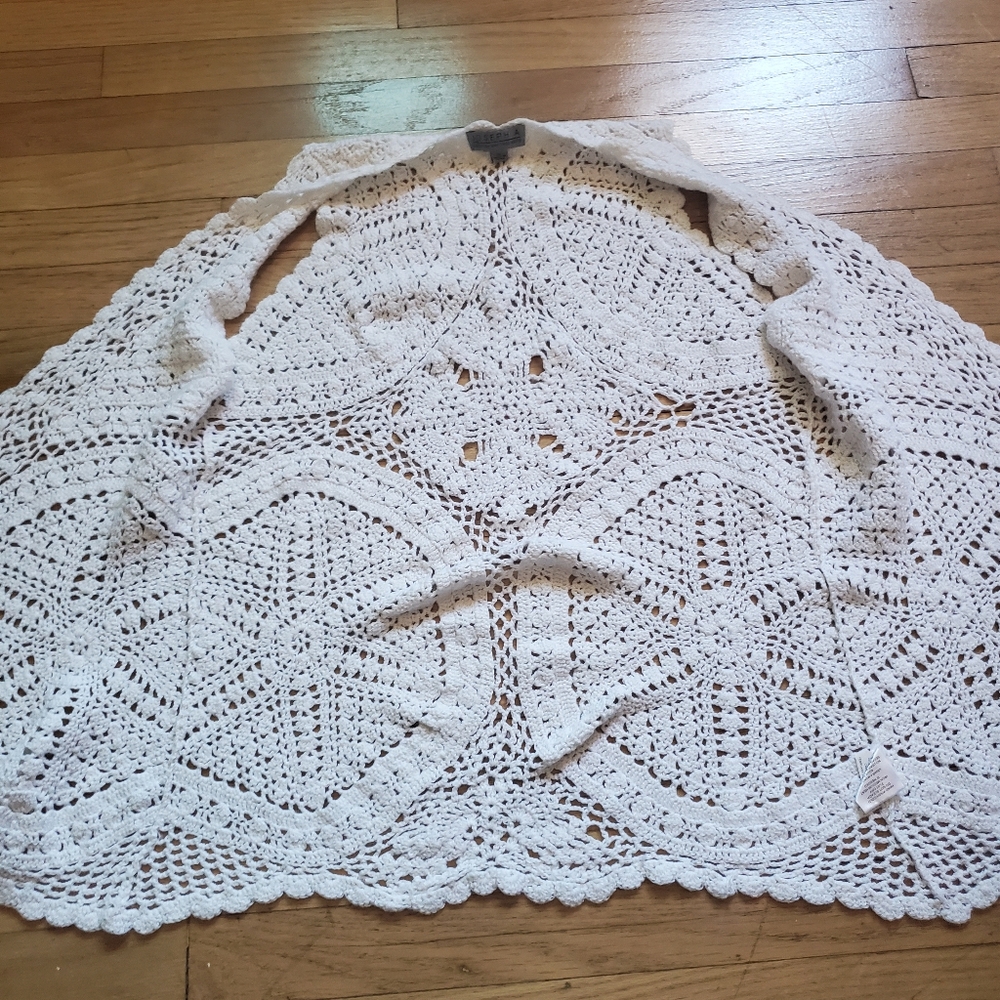 Joseph A Crochet Doily Layering Vest Cardigan Size S Boho Fairy Cottage Prairie - Picture 8 of 15